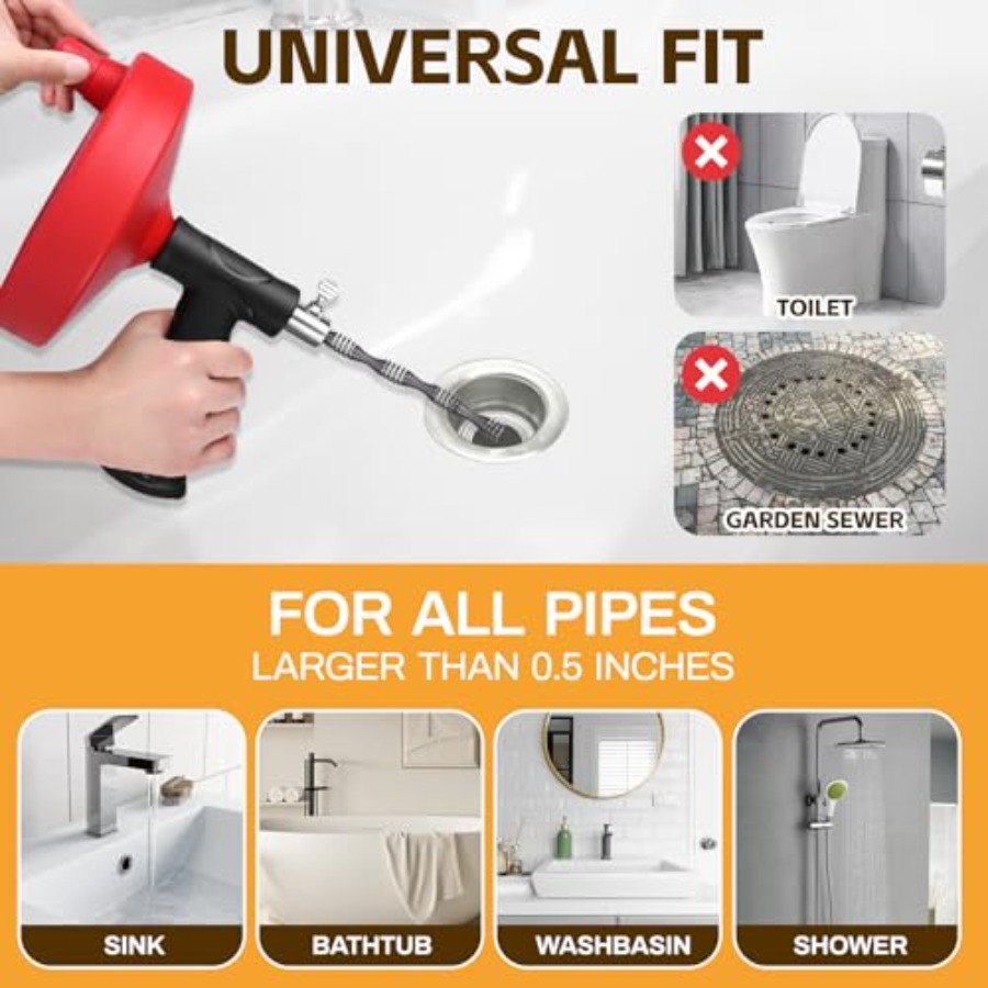 【Spot goods】Drain Auger 33 ft  – Drain Snake Flexible Bewertung und Preis