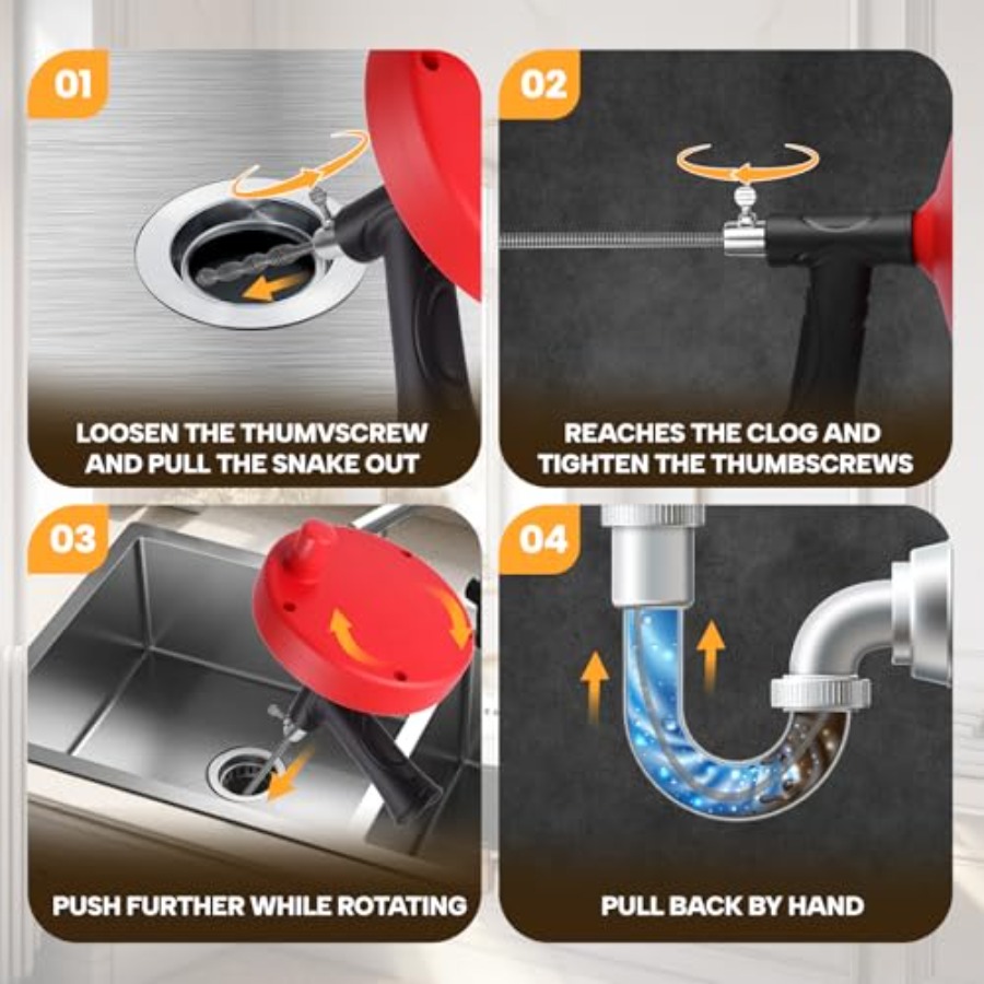 【Spot goods】Drain Auger 33 ft  – Drain Snake Flexible Bewertung und Preis